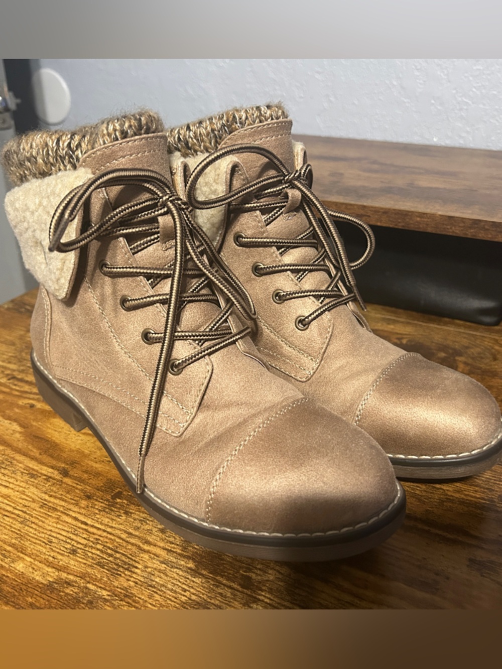 Cliffs by WHITE MOUNTAIN Women's Taupe Lace-Up Ankle Booties